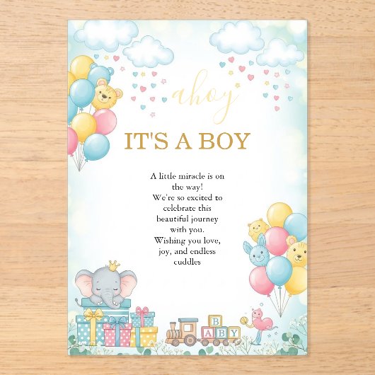 It’s a Boy Cute Baby Shower Invitation Card アクリル招待状 (正面)