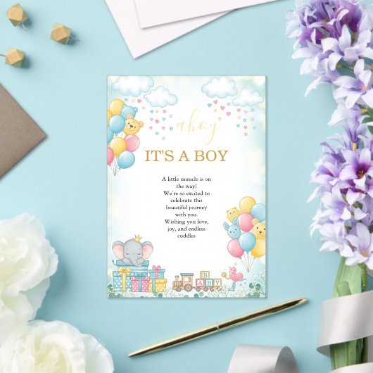 It’s a Boy Cute Baby Shower Invitation Card アクリル招待状 (インサイチュ (ウェディング))