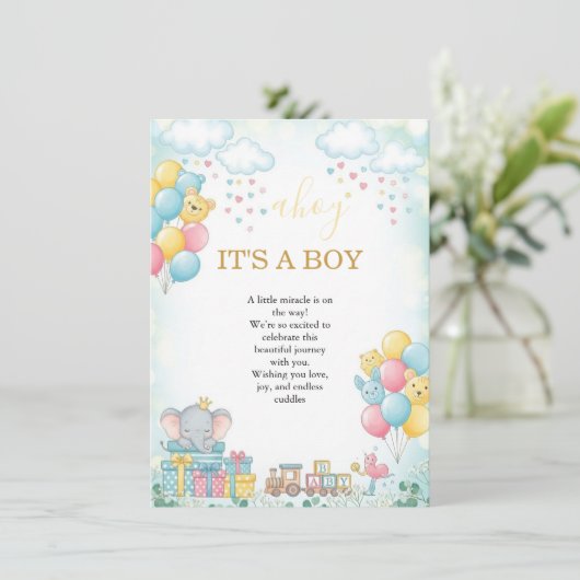 It’s a Boy Cute Baby Shower Invitation Card 招待状 (スタンド正面)