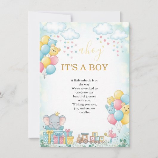 It’s a Boy Cute Baby Shower Invitation Card 招待状 (正面)