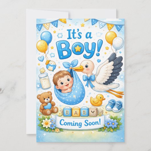 It’s a Boy Design – Baby Announcement  招待状 (正面)