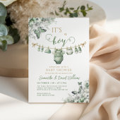 It’s a Boy Sage Green Floral Baby Shower 招待状
