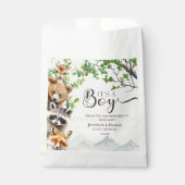 It’s a Boy Woodland Wildlife Baby Shower Thank You フェイバーバッグ (正面)