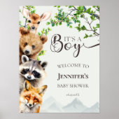 It’s a Boy Woodland Wildlife Baby Shower Welcome ポスター (正面)