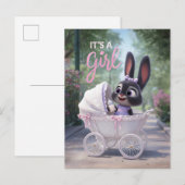 It’s a Girl: Baby Bunny in Pink Lace Stroller 案内ポストカード (正面/裏面)