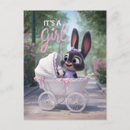 It’s a Girl: Baby Bunny in Pink Lace Stroller 案内ポストカード