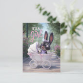 It’s a Girl: Baby Bunny in Pink Lace Stroller 案内ポストカード (スタンド正面)