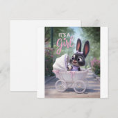 It’s a Girl: Baby Bunny in Pink Lace Stroller 案内状 (正面/裏面)