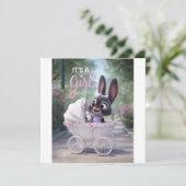 It’s a Girl: Baby Bunny in Pink Lace Stroller 案内状 (スタンド正面)