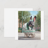 It’s a Girl Baby: Cute Bunny in Green Stroller 案内状 (正面/裏面)