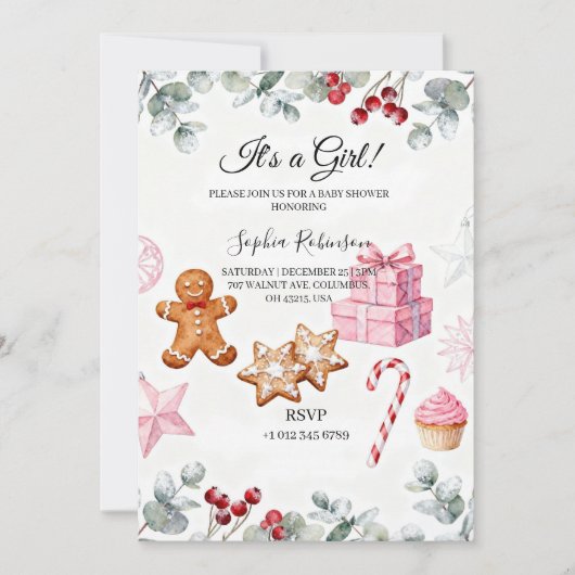 It’s a Girl Baby Shower Invitation 招待状 (正面)