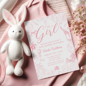 It’s a Girl Blush Safari Jungle Baby Shower 招待状