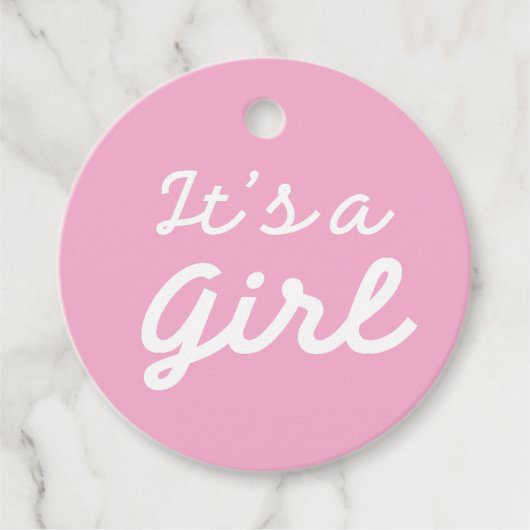 ׳It’s a Girl׳ Classic Pink Baby Shower フェイバータグ (正面)