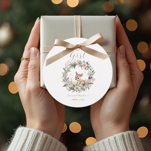 It’s a Girl Floral Deer Baby Shower Favors フェイバータグ