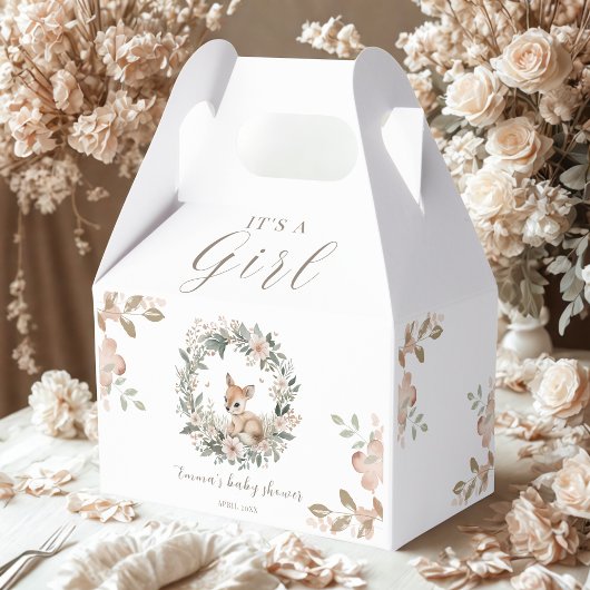 It’s a Girl Floral Deer Baby Shower Favors フェイバーボックス
