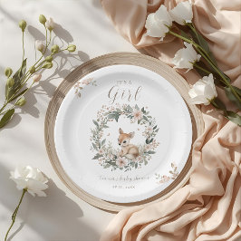 It’s a Girl Floral Deer Baby Shower Table Decor ペーパープレート