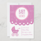 It’s a Girl Pink Baby Shower Card | Cute Baby  招待状 (正面)