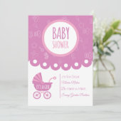 It’s a Girl Pink Baby Shower Card | Cute Baby  招待状 (スタンド正面)