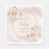 It’s a Girl soft pink gold peonies baby napkins スタンダードランチョンナプキン (正面)