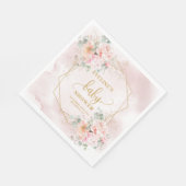It’s a Girl soft pink gold peonies baby napkins スタンダードランチョンナプキン (角)