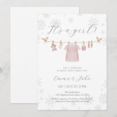 It’s a Girl Winter Baby Shower Invitation 招待状 (正面/裏面)