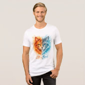 It’s a Mood Fire and Ice Cat Cool vs Hot cat lover トライブレンドＴシャツ (正面全面)
