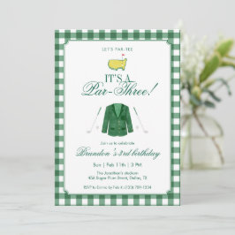 It’s A Par-Three Golf 3rd Birthday Green Gingham 招待状