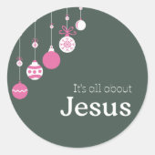 It’s All About Jesus – Christmas Sticker (Green) ラウンドシール (正面)