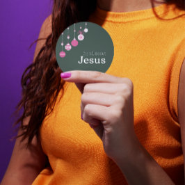 It’s All About Jesus – Christmas Sticker (Green) ラウンドシール