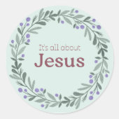It’s All About Jesus Lavender Mint Christmas  ラウンドシール (正面)