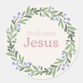 It’s All About Jesus – Pastel Christmas Wreath  ラウンドシール (正面)