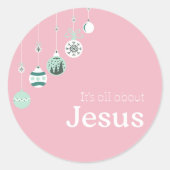 It’s All About Jesus – Pink Pastel Christmas ラウンドシール (正面)