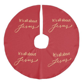 It’s All About Jesus – Red & Gold Christmas  フェイクリネンツリースカート