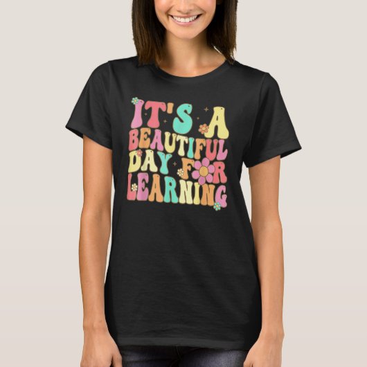 It s Beautiful Day For Learning Retro Teacher Stud Tシャツ (正面)