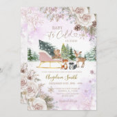  It’s Cold Outside Woodland Winter Baby Shower  招待状 (正面/裏面)
