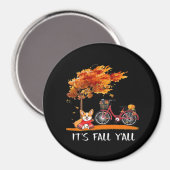 It’s Fall Y’all Cardigan Dog Autumn Funny Graphic マグネット (正面/裏面)