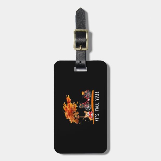 It’s Fall Y’all Cardigan Dog Autumn Funny Graphic ラゲッジタグ (正面縦)