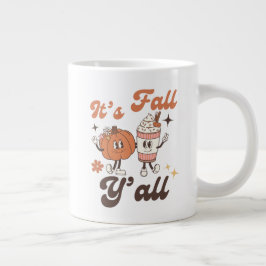 It’s Fall Y’all – Cute Kawaii Pumpkin Spice Latte ジャンボコーヒーマグカップ