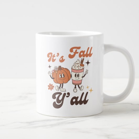 It’s Fall Y’all – Cute Kawaii Pumpkin Spice Latte ジャンボコーヒーマグカップ (右)