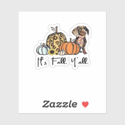 It’s Fall Y’all Dachshund Funny Casual シール (シート)