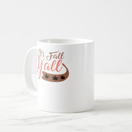 It’s Fall Y’all, Fall Pumpkin Skeleton Creepy Leaf コーヒーマグカップ (正面左)