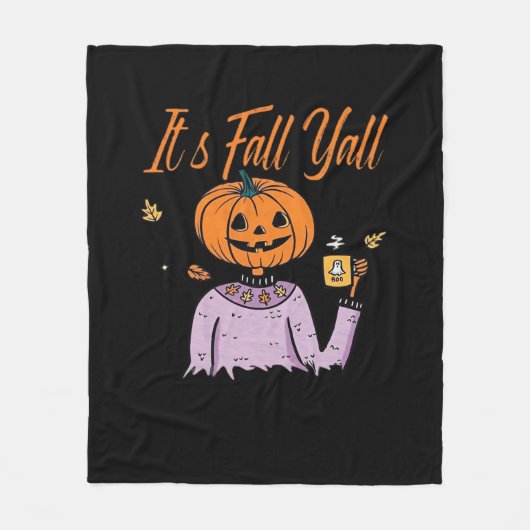 It’s Fall Y’all Funny Minimal Style フリースブランケット (正面)