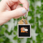 It’s Fall Y’all, Funny Pumpkins Chevron Pattern キーホルダー (手)