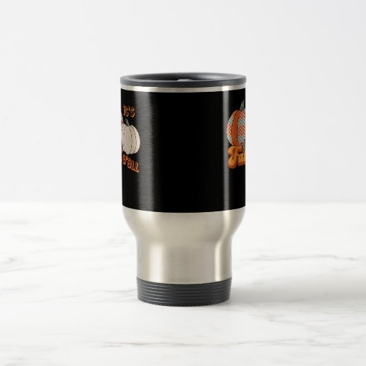 It’s Fall Y’all, Funny Pumpkins Chevron Pattern トラベルマグ (中央)