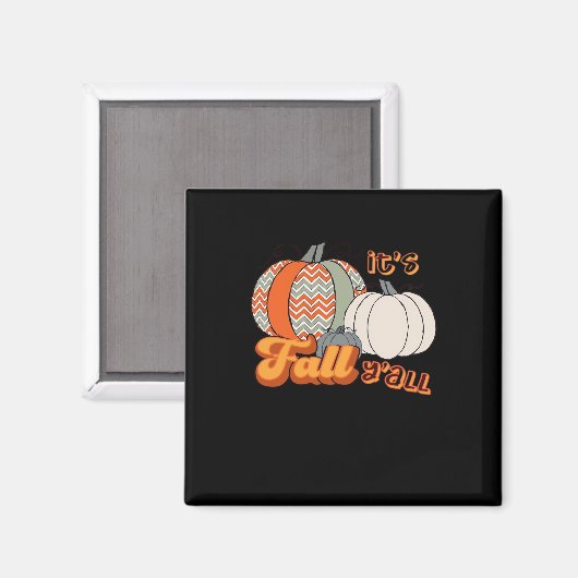 It’s Fall Y’all, Funny Pumpkins Chevron Pattern マグネット (正面/裏面)
