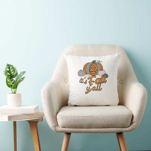 It’s Fall Y’all, Funny Pumpkins Leopard Pattern クッション (椅子)