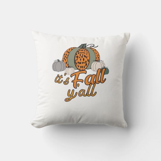 It’s Fall Y’all, Funny Pumpkins Leopard Pattern クッション (正面)