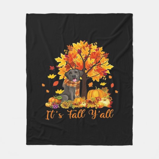 It’s Fall Y’all Halloween Autumn Retro Graphic フリースブランケット (正面)