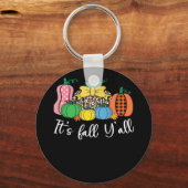 It’s Fall Y’all Leopard Pattern Pumpkin Style キーホルダー (正面)