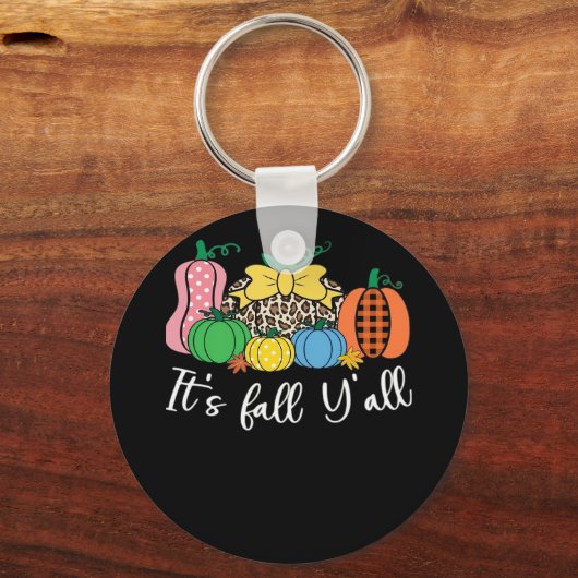 It’s Fall Y’all Leopard Pattern Pumpkin Style キーホルダー (正面)